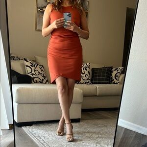 Elegant Orange Sleeveless Dress